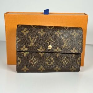 Authentic Louis Vuitton Brown & Gold Monogram Compact Wallet